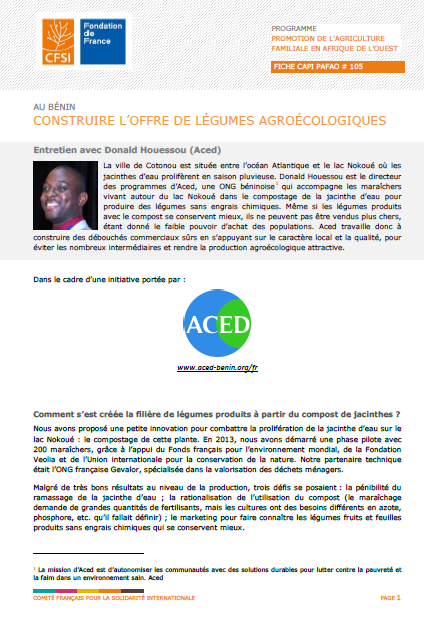 Au Bénin : construire l'offre de légumes agroécologiques