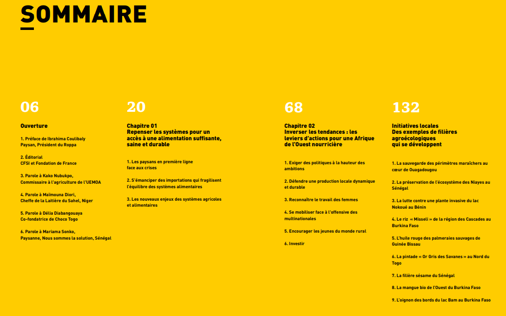 sommaire publication "L'espoir au-delà des crises: solutions pour des systèmes alimentaires durables"