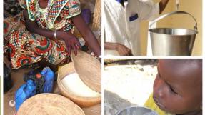 portrait de femme, homme et enfant nigérian en train de produire et consommer du lait