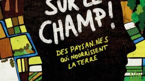 Les contours d'un visage en premier plan, une vue aérienne de champs en arrière plan