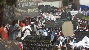 Manisfestation importations poulets Cameroun Crédit : Philippe Chibani-Jacquot
