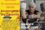 Banderole et affiche du festival alimenterre avec descriptif de l'évènement et affiche du film manger pour vivre 