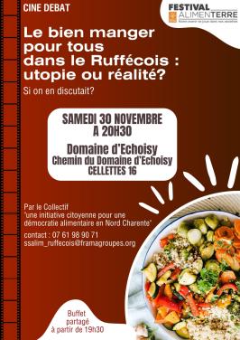 Affiche Ciné-débat "Le bien manger pour tous dans le Ruffécois : Utopie ou Réalité, si on en discutait?"