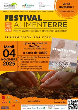 Affiche Alimenterre EPLEFPA Les Sillons de Haute Alsace - Transmettre - soirée ciné débat
