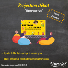 Affiche projection-débat au Bistrot Lab