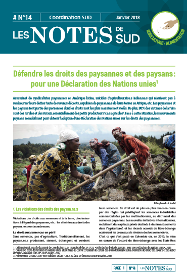 Défendre les droits des paysannes et des paysans : pour une Déclaration des Nations unies