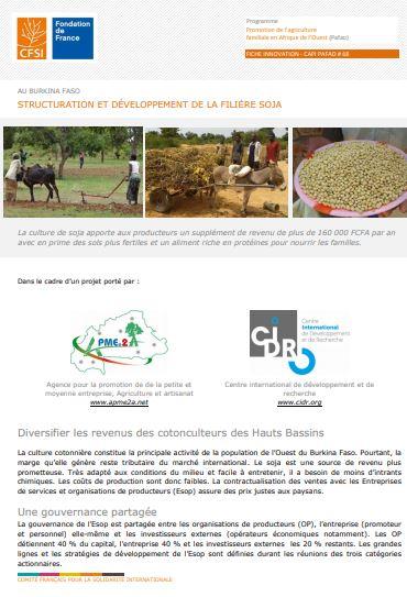 Structuration et développement de la filière soja au Burkina Faso