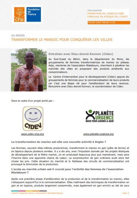Transformer le manioc pour conquérir les villes 