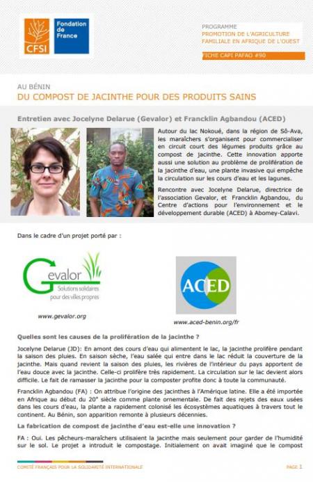 Au Bénin : du compost de jacinthe pour des produits sains