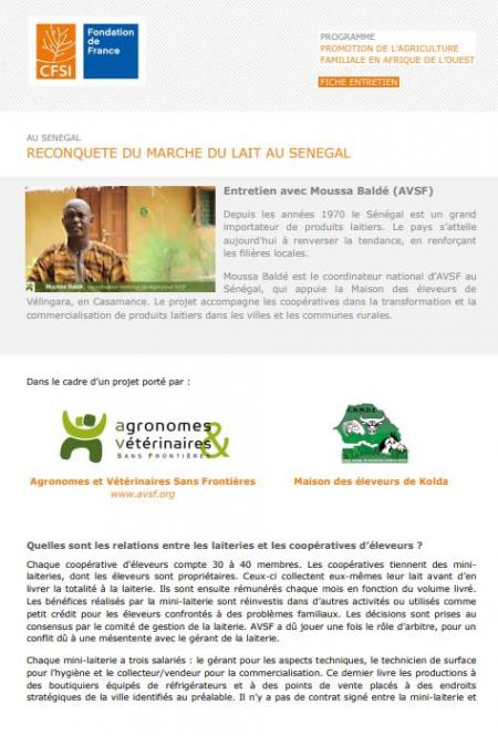 Entretien avec Moussa Baldé sur la filière lait local au Sénégal