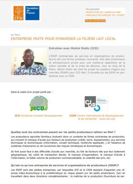Allier entreprise privée et OP pour dynamiser la filière lait local : Malick Diallo fait le point sur l’Esop