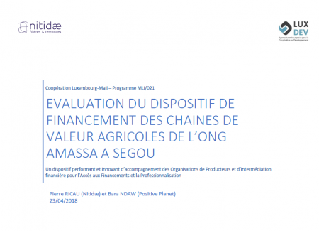 Evaluation du dispositif de financement des chaînes de valeur agricoles de l'ONG Amassa à Ségou