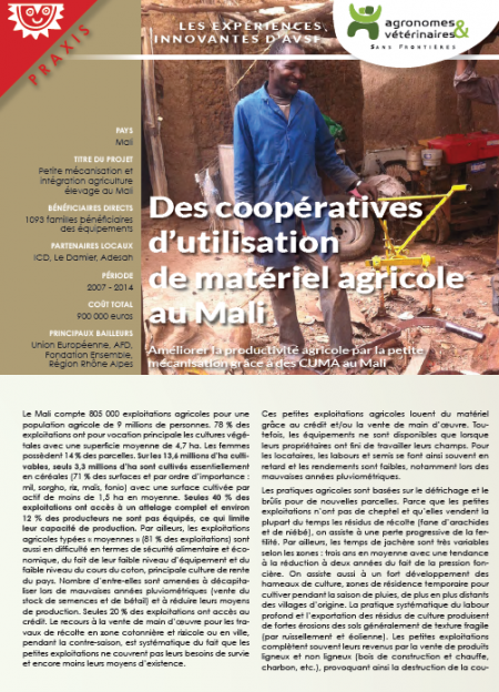Des coopératives d'utilisation du matériel au Mali © AVSF