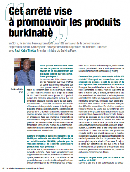 Paul Kaba Thiéba : " Cet arrêté vise à promouvoir les produits burkinabés"